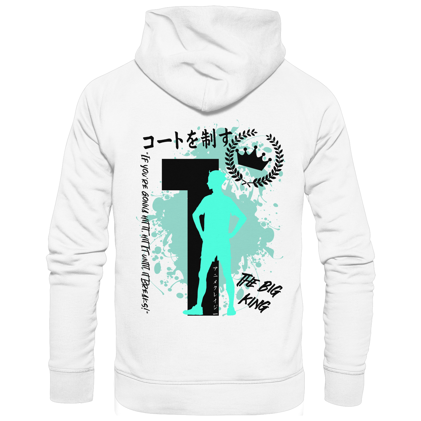 "The Big King" Back White Organic Classic Hoodie