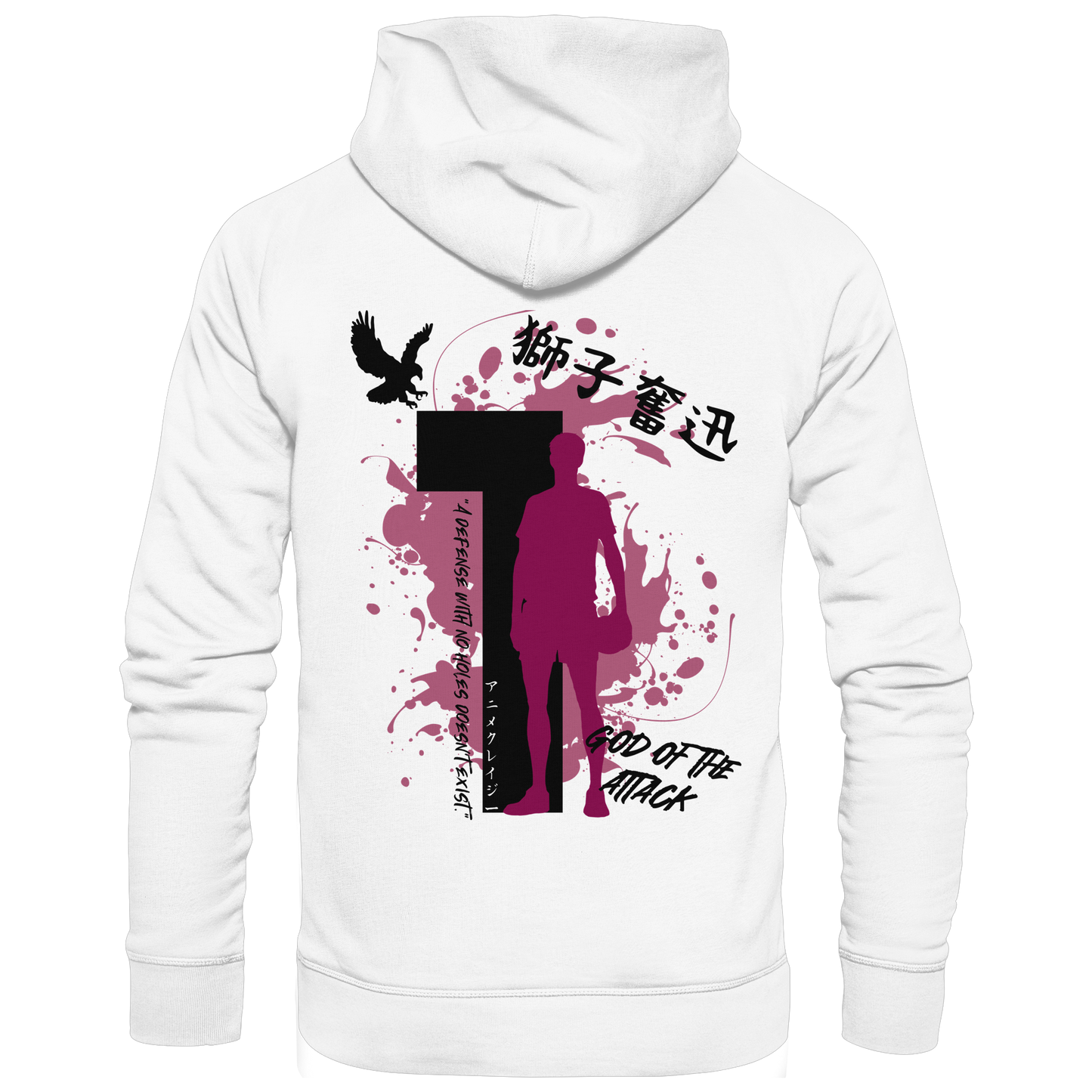 "God Of The Attack" Back White Organic Classic Hoodie