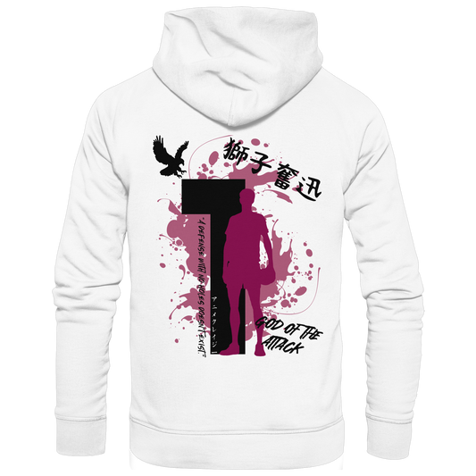 "God Of The Attack" Back White Organic Classic Hoodie