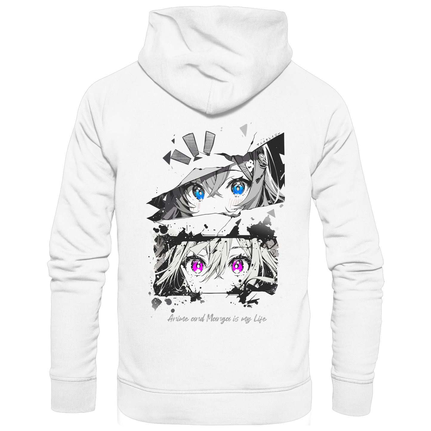 "Anime Eyes" Back - Organic Basic Hoodie
