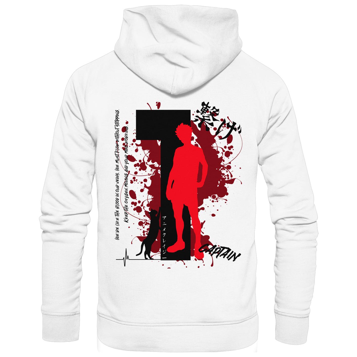 "Captain" Back White Organic Classic Hoodie