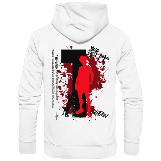 "Captain" Back White Organic Classic Hoodie