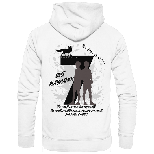 "Best Playmaker" Back White Organic Classic Hoodie