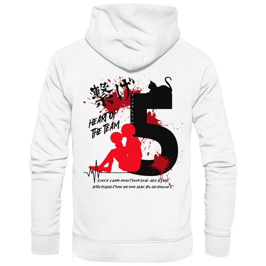 "Heart Of The Team" Back White Organic Classic Hoodie