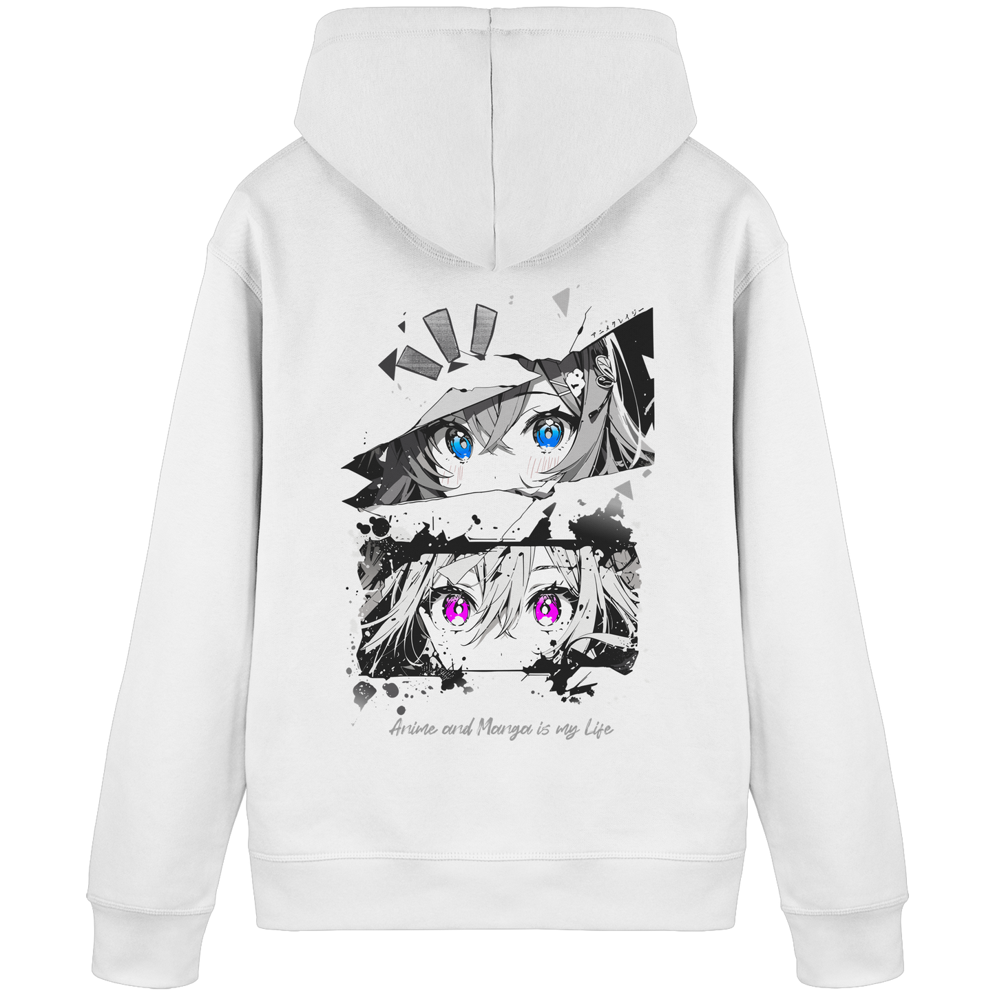 "Anime Eyes" Back - Organic Basic Hoodie