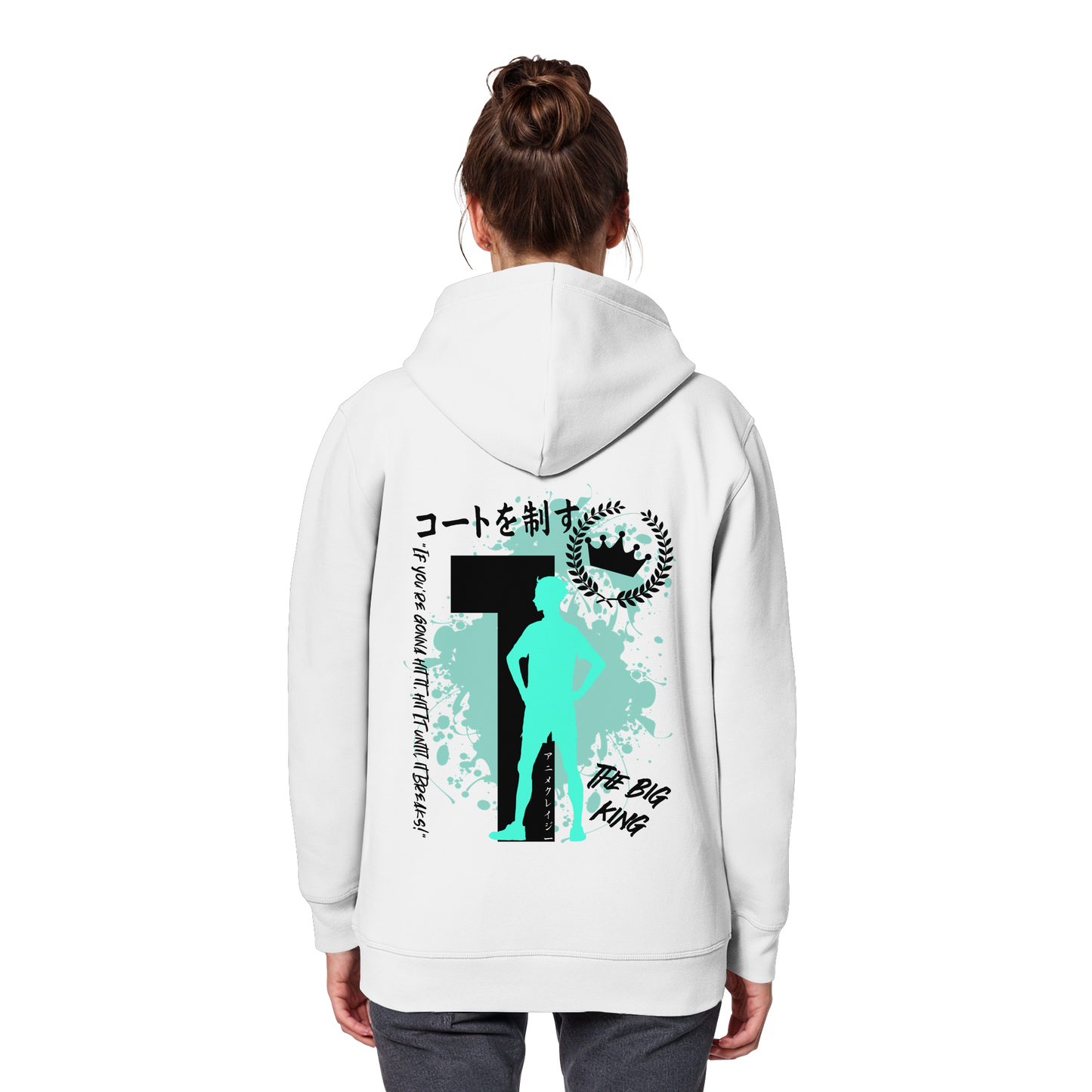 "The Big King" Back White Organic Classic Hoodie