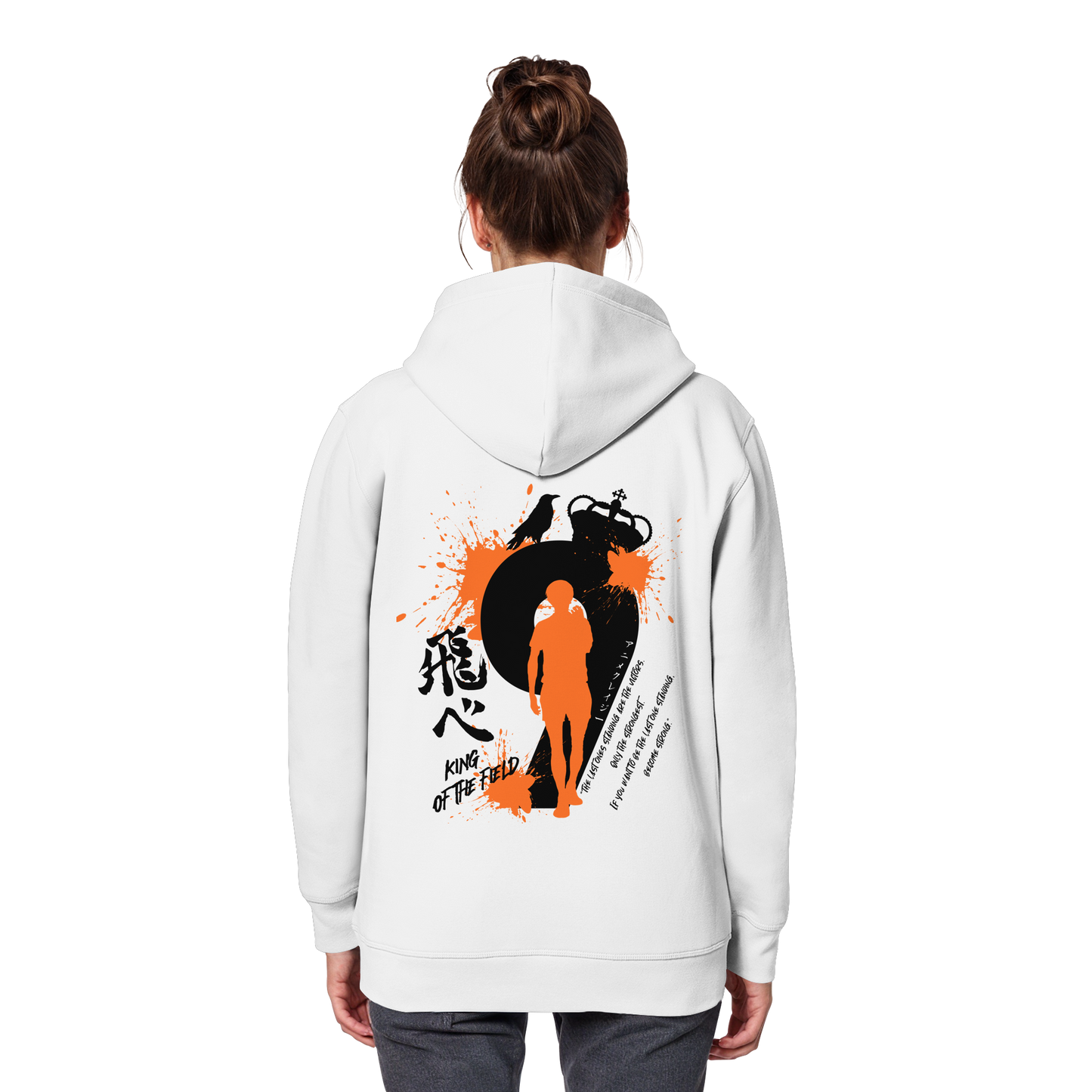 "King Of The Field" Back White Organic Classic Hoodie