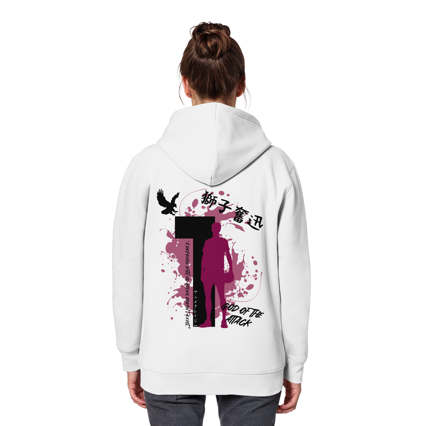 "God Of The Attack" Back White Organic Classic Hoodie