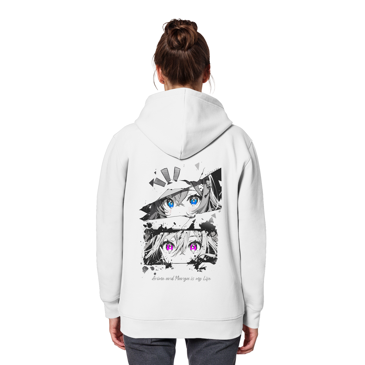 "Anime Eyes" Back - Organic Basic Hoodie