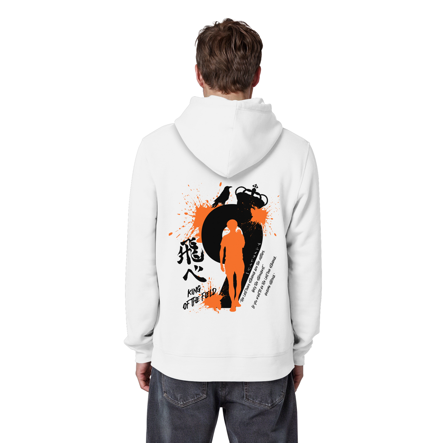 "King Of The Field" Back White Organic Classic Hoodie