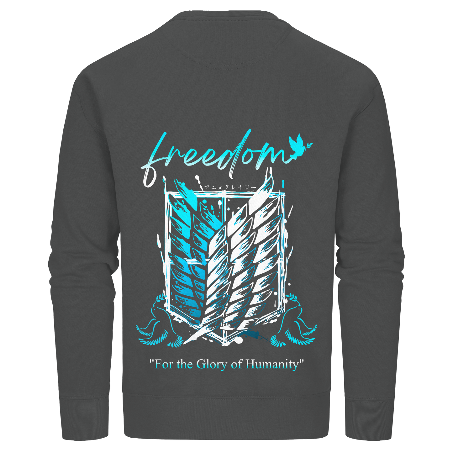 "Blue Rebellion - Wings Of Hope" Back Organic Unisex Sweatshirt