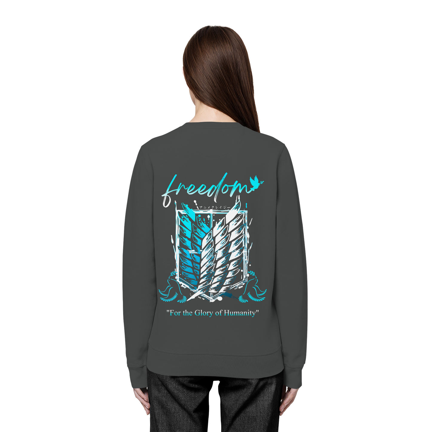 "Blue Rebellion - Wings Of Hope" Back Organic Unisex Sweatshirt