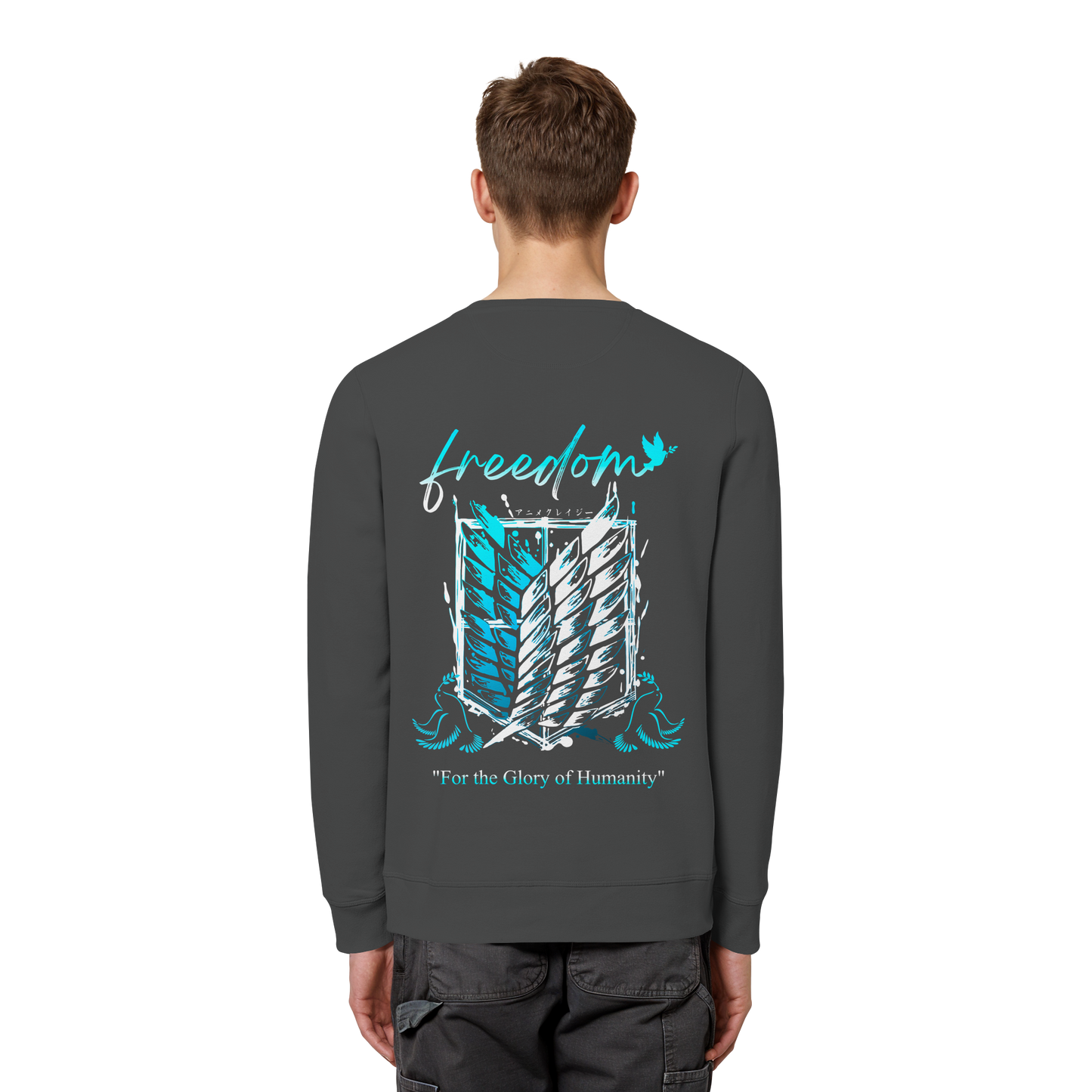 "Blue Rebellion - Wings Of Hope" Back Organic Unisex Sweatshirt