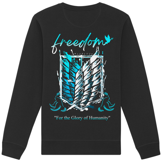 "Blue Rebellion - Wings Of Hope" Back Organic Unisex Sweatshirt