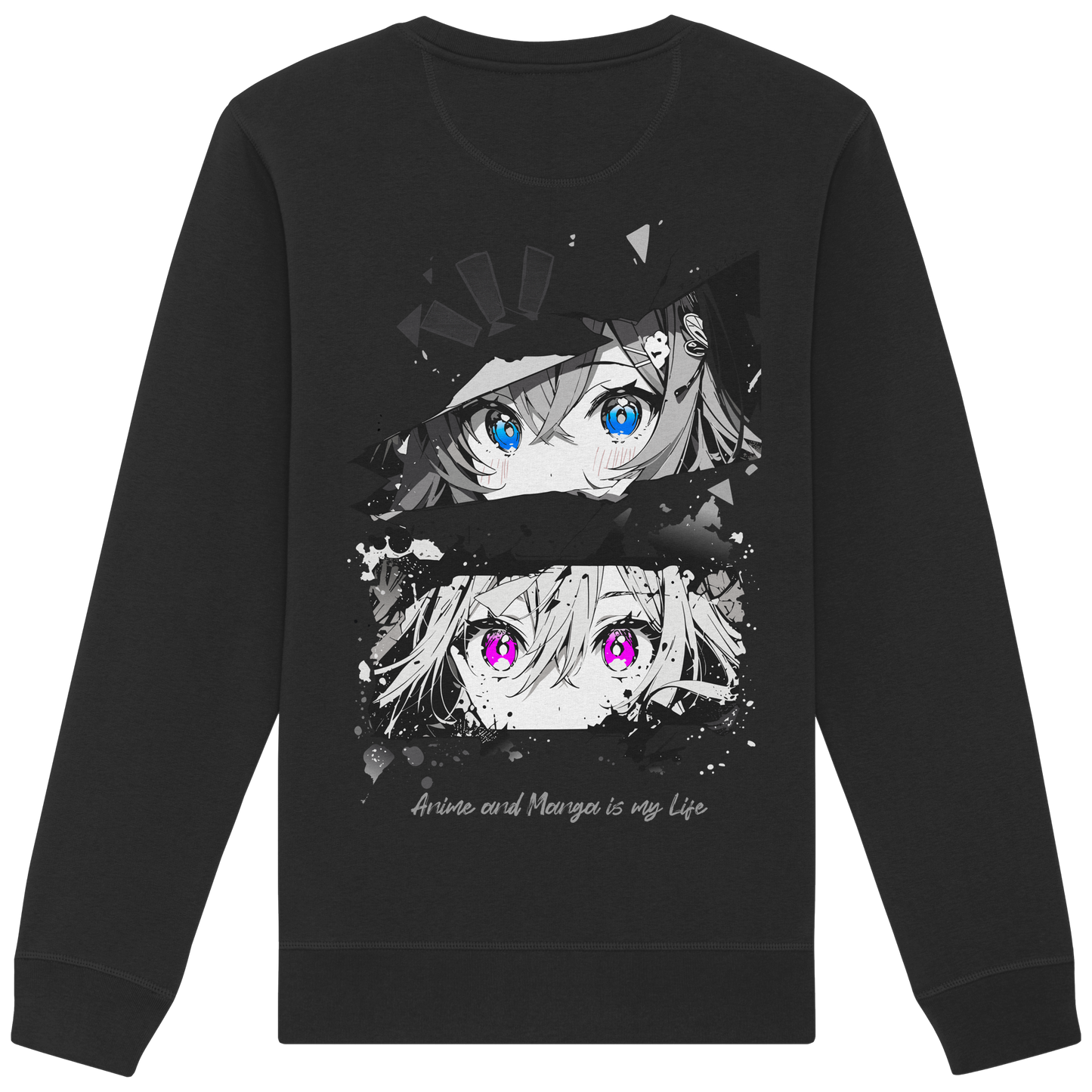 "Anime Eyes" Back - Organic Basic Unisex Sweatshirt