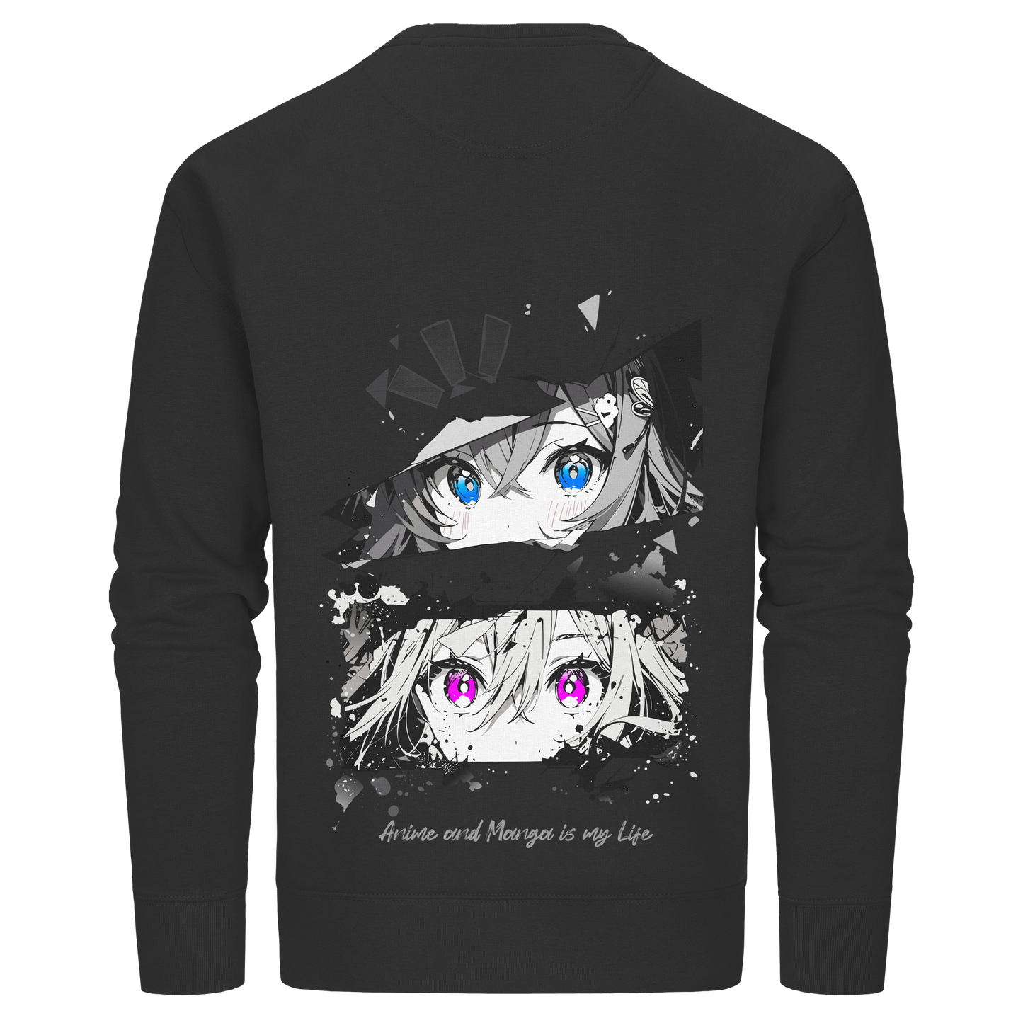 "Anime Eyes" Back - Organic Basic Unisex Sweatshirt