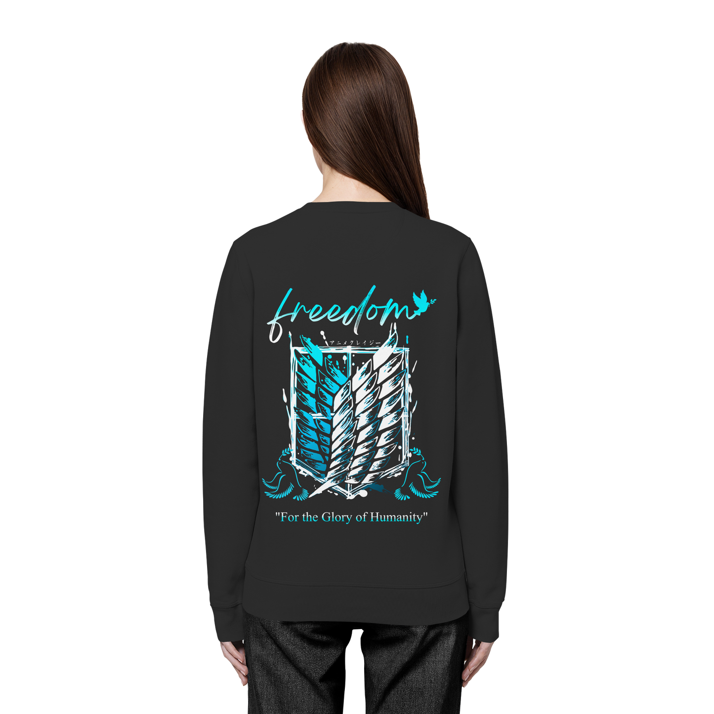 "Blue Rebellion - Wings Of Hope" Back Organic Unisex Sweatshirt