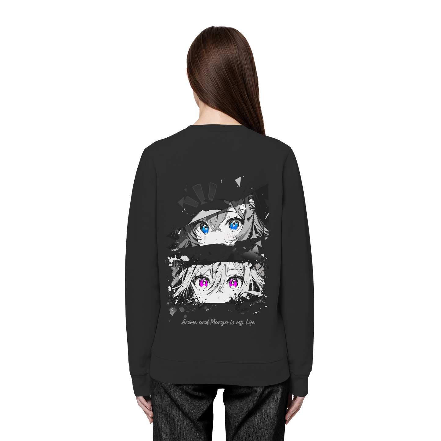 "Anime Eyes" Back - Organic Basic Unisex Sweatshirt