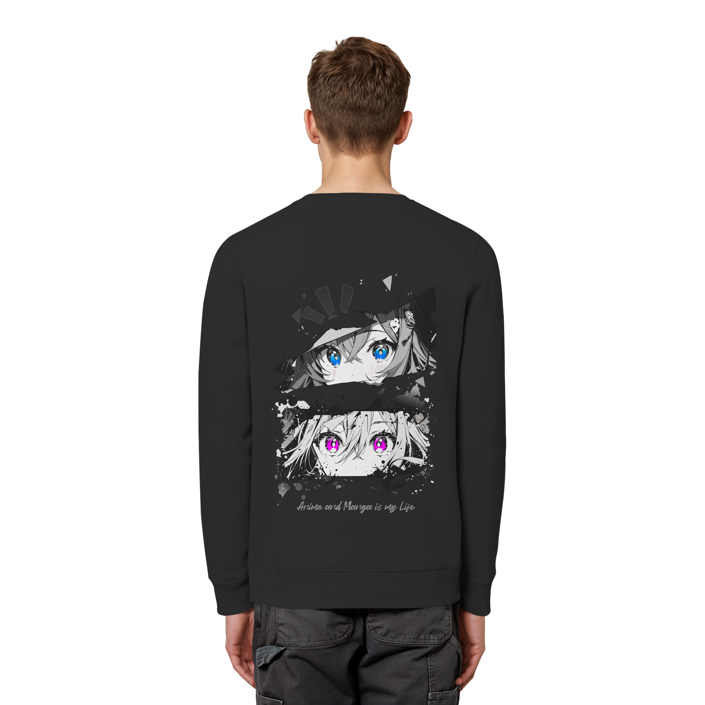"Anime Eyes" Back - Organic Basic Unisex Sweatshirt