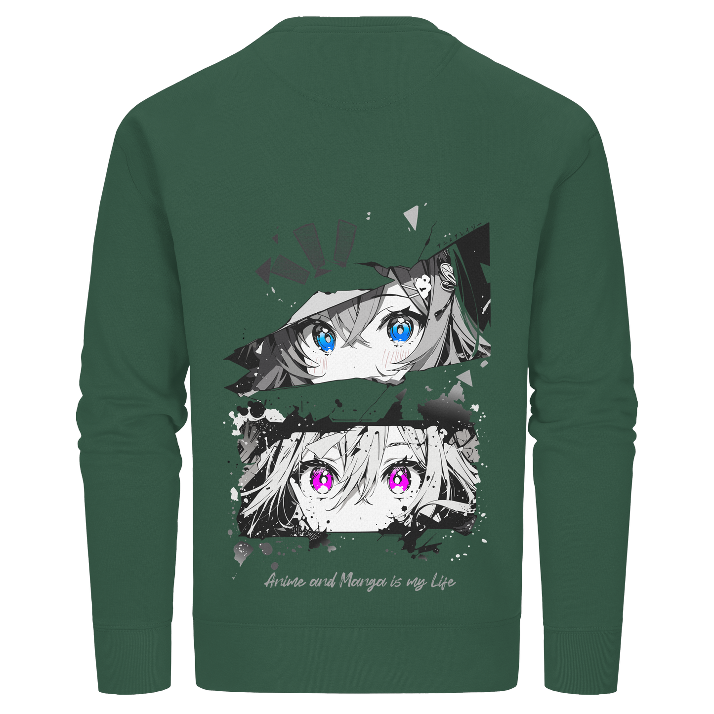 "Anime Eyes" Back - Organic Basic Unisex Sweatshirt