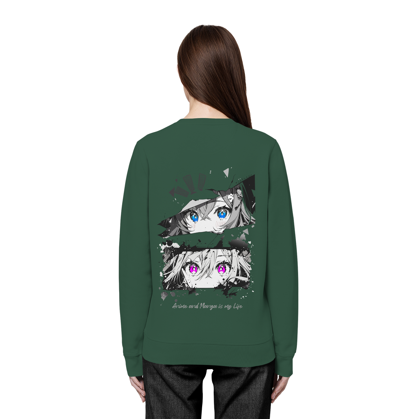 "Anime Eyes" Back - Organic Basic Unisex Sweatshirt