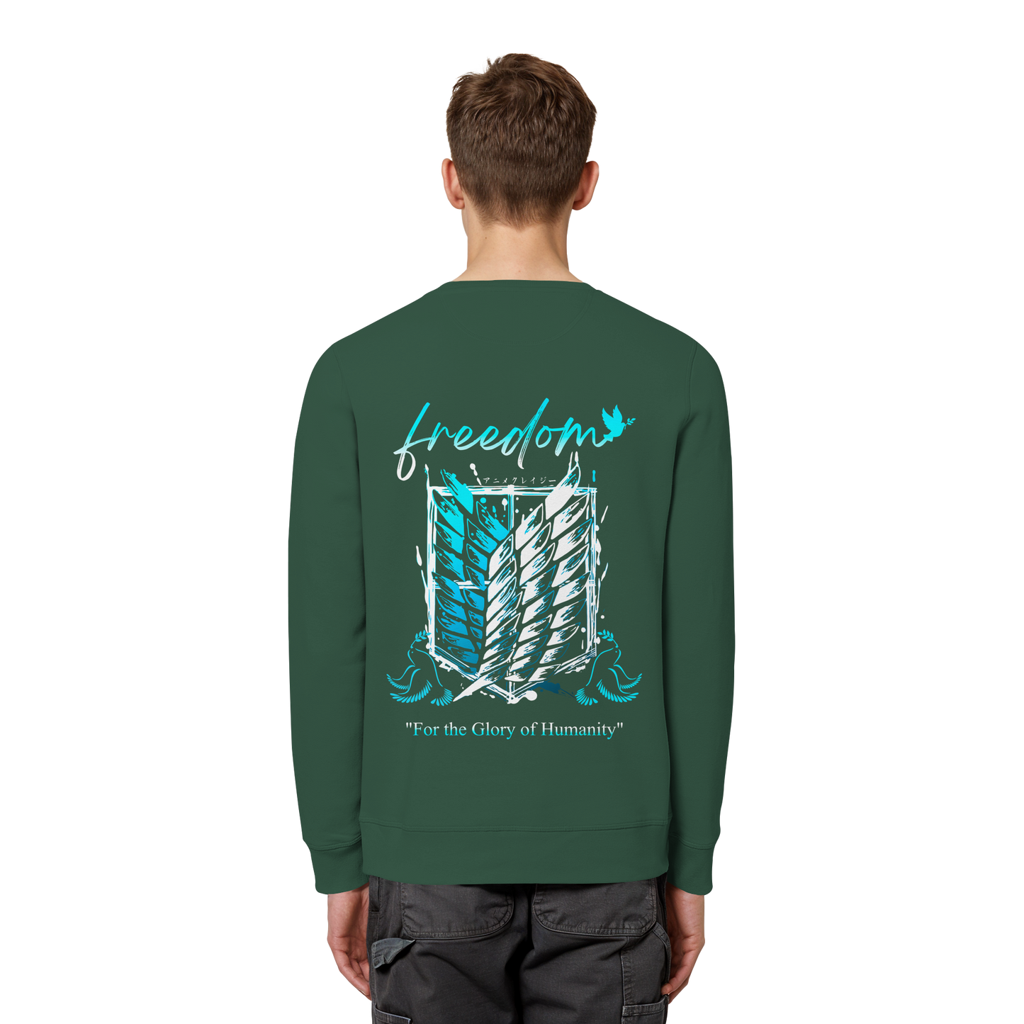 "Blue Rebellion - Wings Of Hope" Back Organic Unisex Sweatshirt