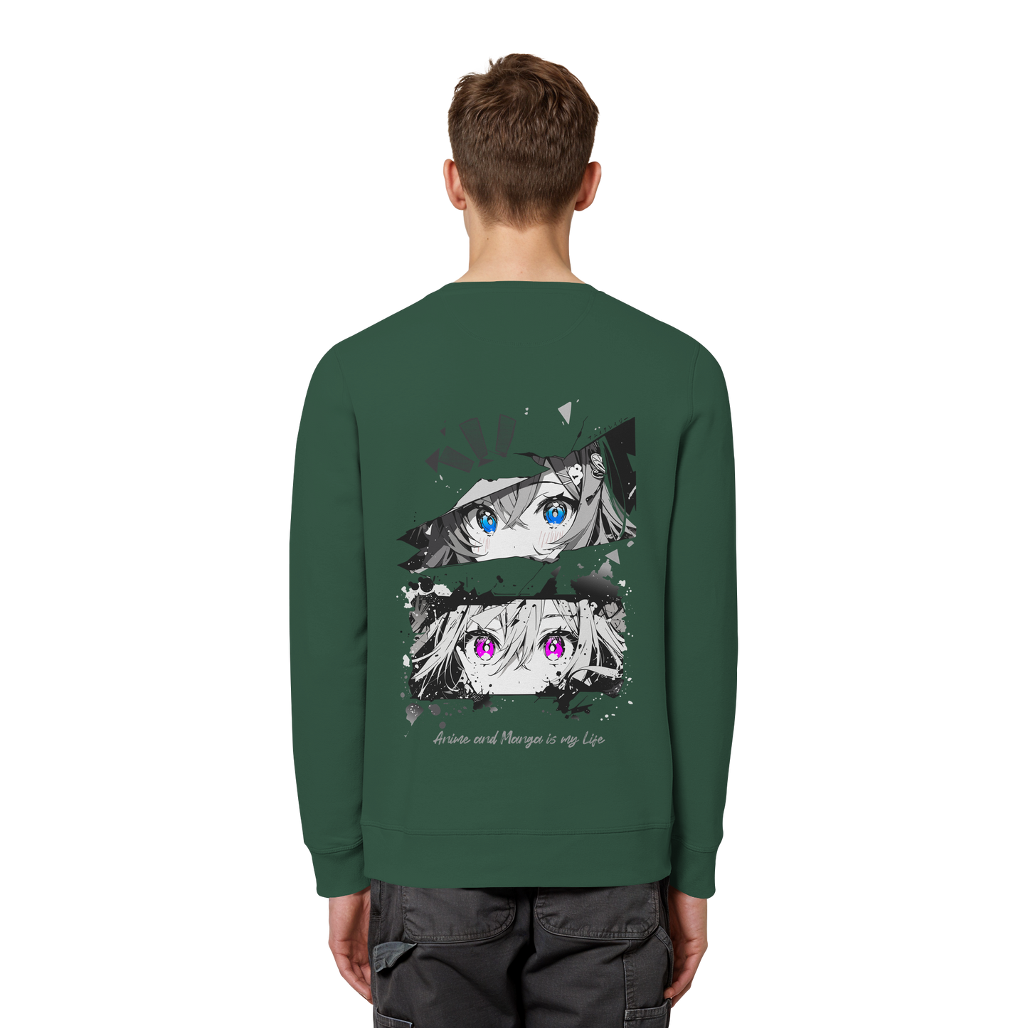 "Anime Eyes" Back - Organic Basic Unisex Sweatshirt