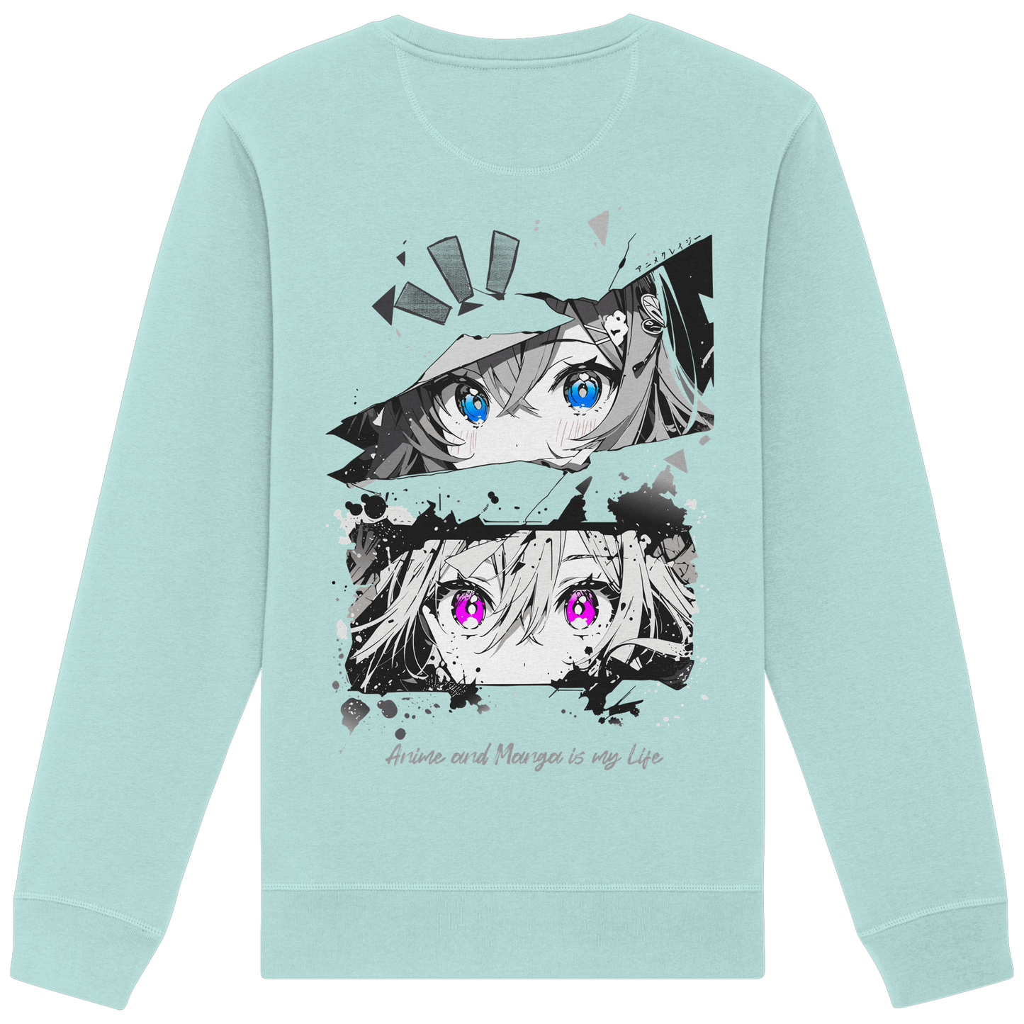 "Anime Eyes" Back - Organic Basic Unisex Sweatshirt