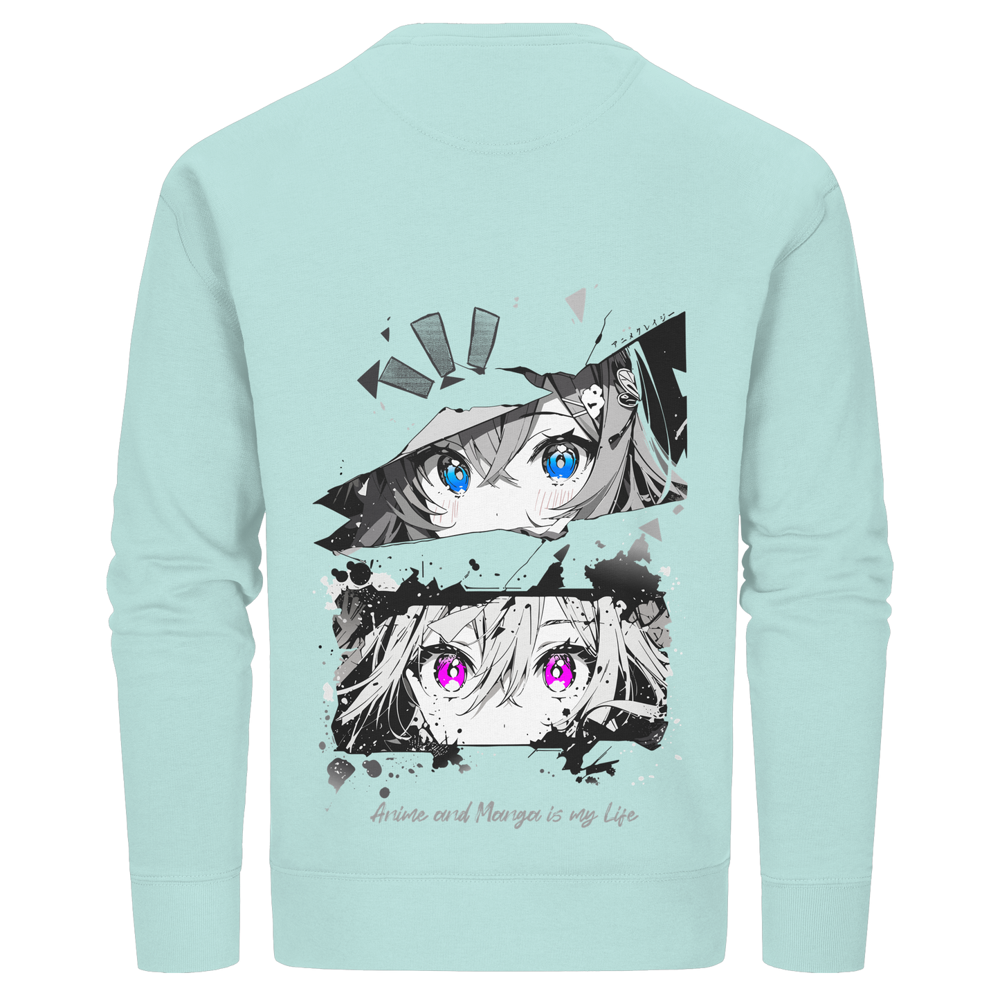 "Anime Eyes" Back - Organic Basic Unisex Sweatshirt