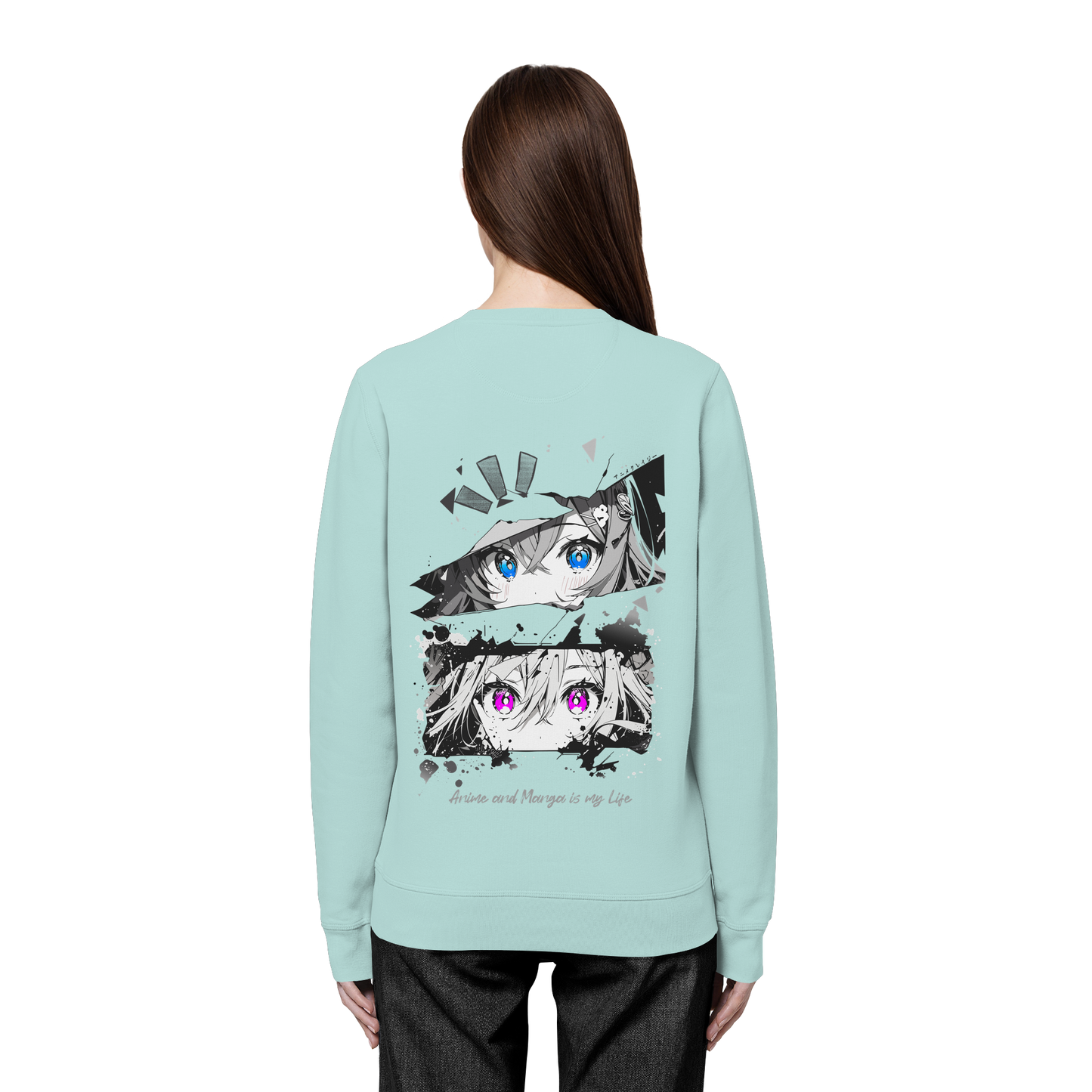 "Anime Eyes" Back - Organic Basic Unisex Sweatshirt
