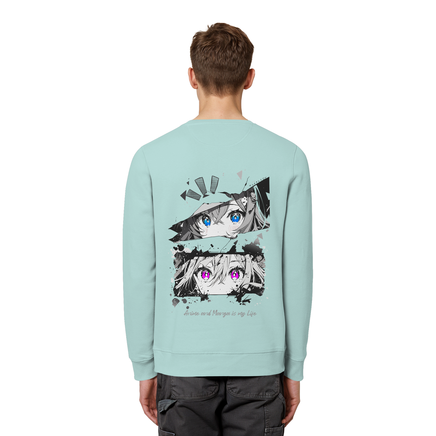 "Anime Eyes" Back - Organic Basic Unisex Sweatshirt