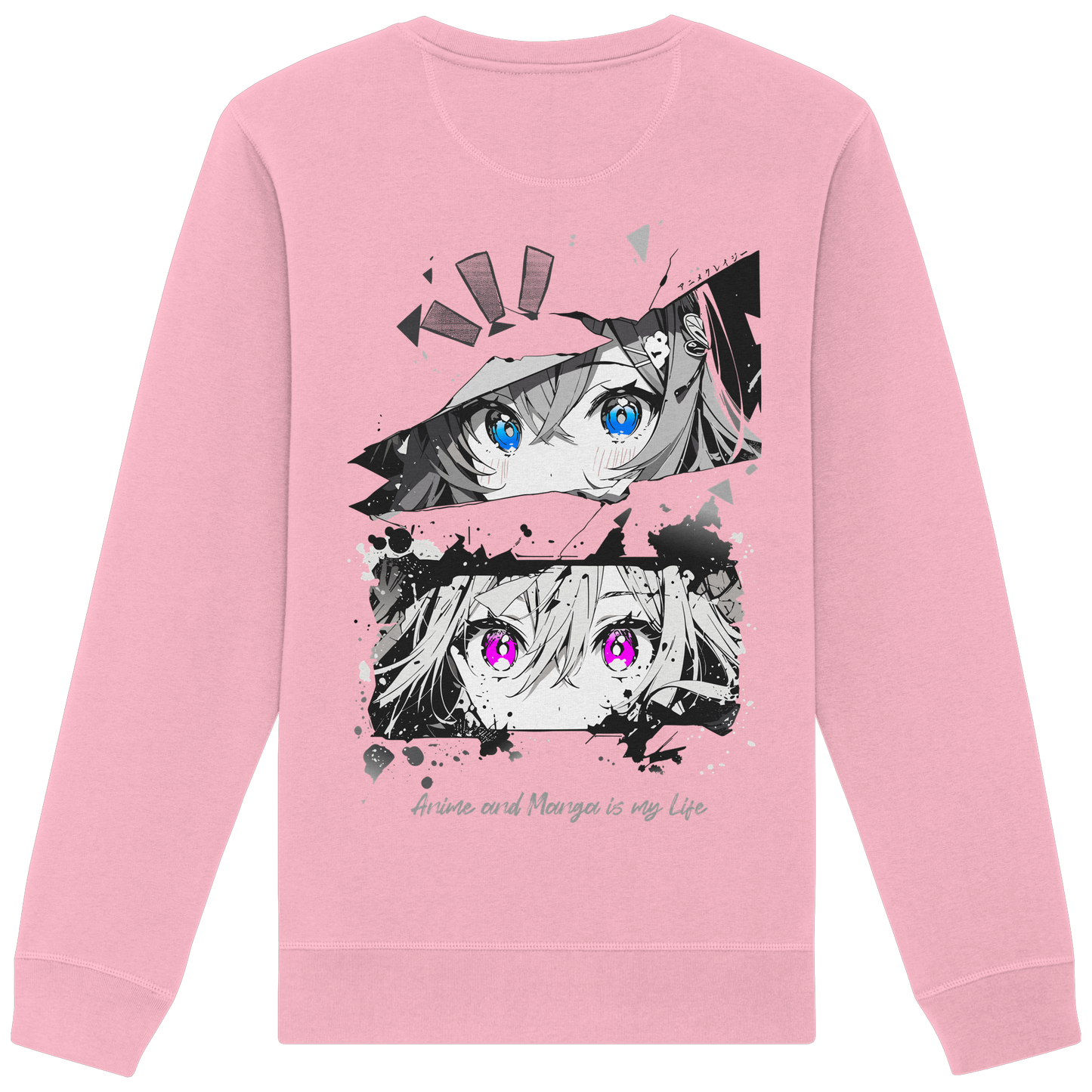 "Anime Eyes" Back - Organic Basic Unisex Sweatshirt