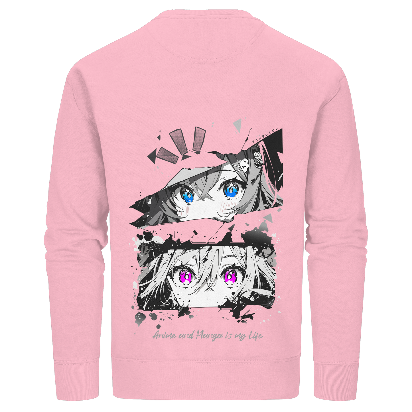 "Anime Eyes" Back - Organic Basic Unisex Sweatshirt