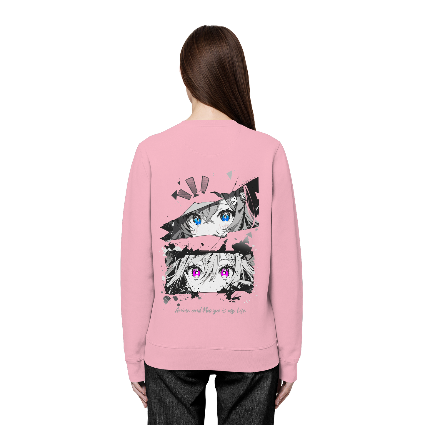 "Anime Eyes" Back - Organic Basic Unisex Sweatshirt