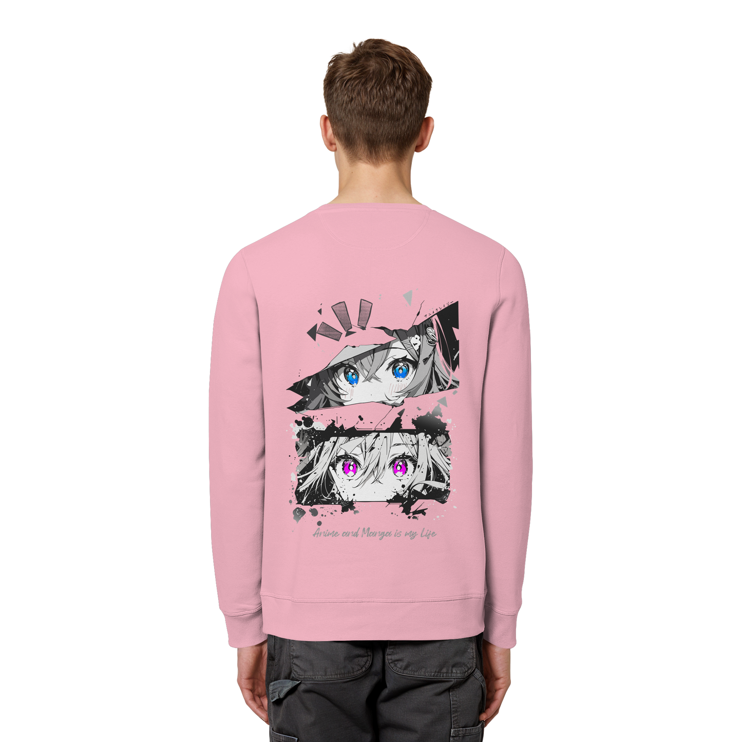 "Anime Eyes" Back - Organic Basic Unisex Sweatshirt