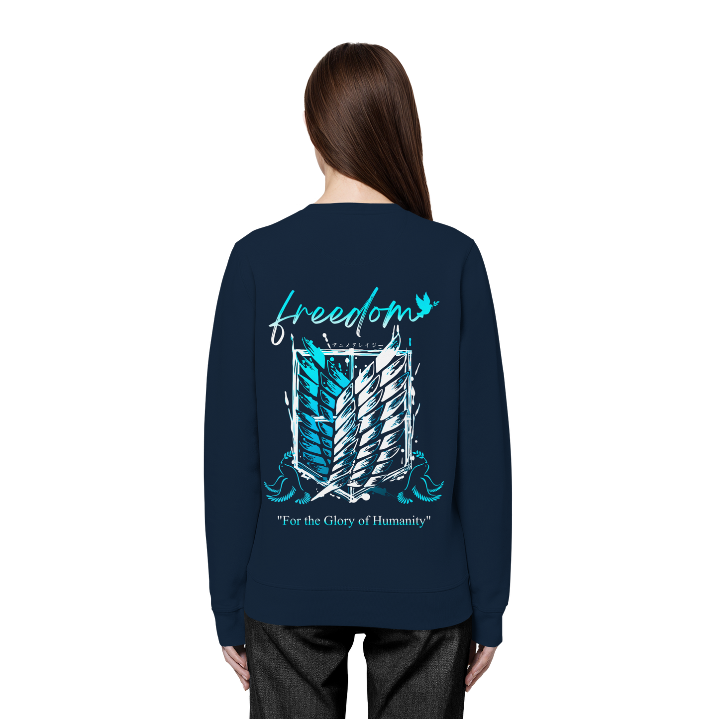 "Blue Rebellion - Wings Of Hope" Back Organic Unisex Sweatshirt
