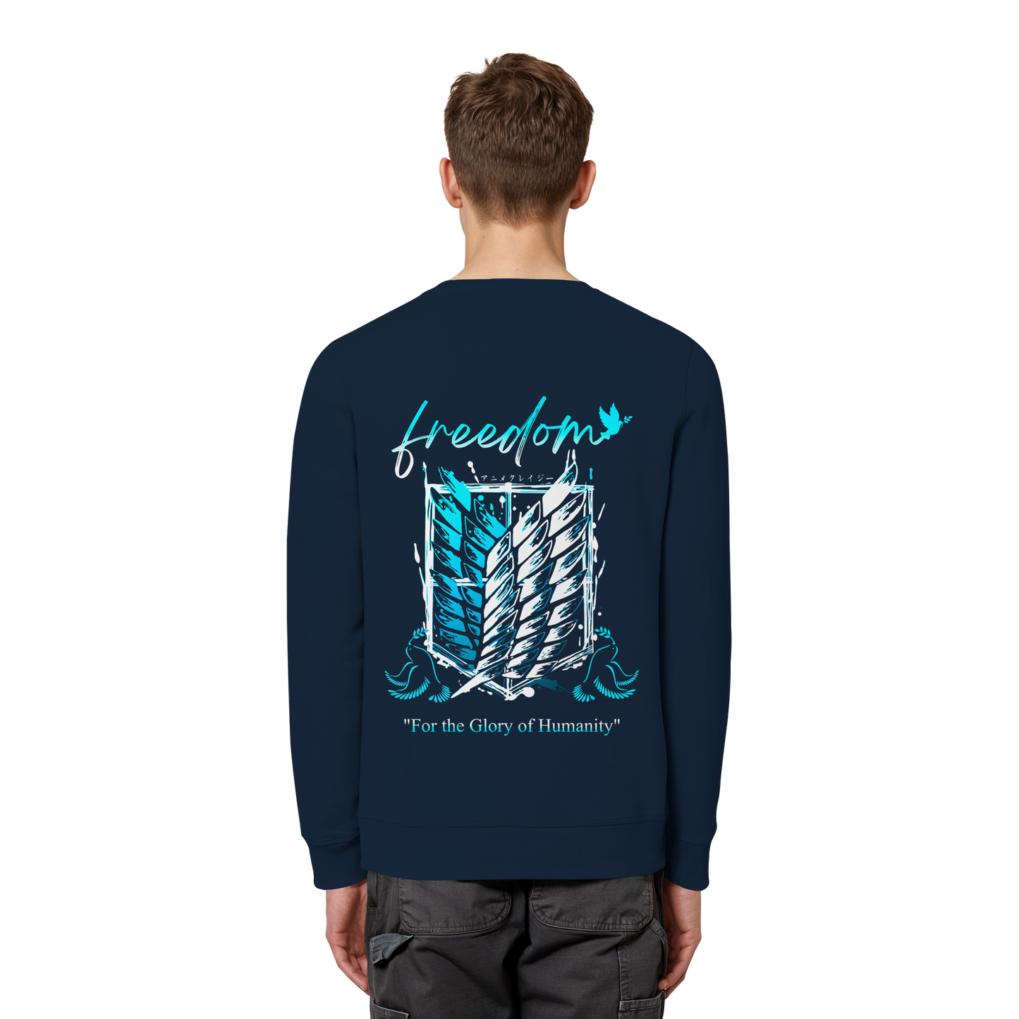 "Blue Rebellion - Wings Of Hope" Back Organic Unisex Sweatshirt