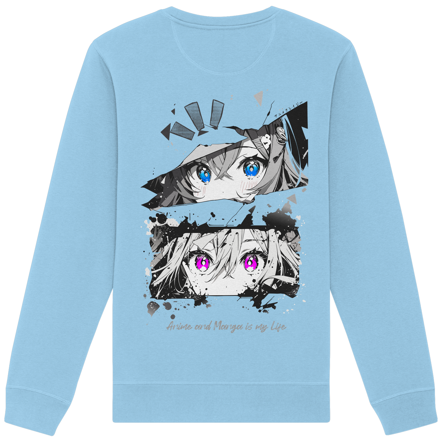 "Anime Eyes" Back - Organic Basic Unisex Sweatshirt