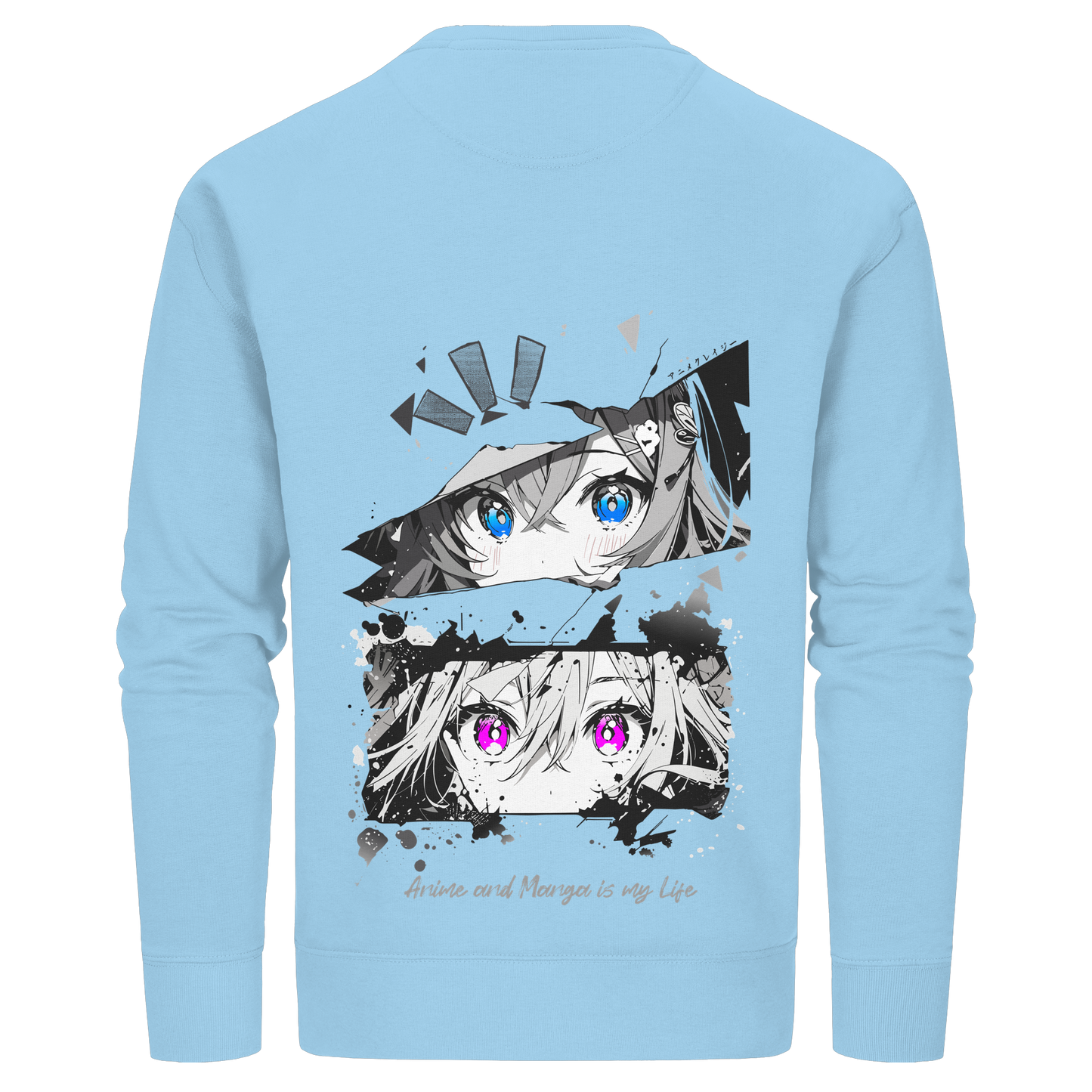 "Anime Eyes" Back - Organic Basic Unisex Sweatshirt