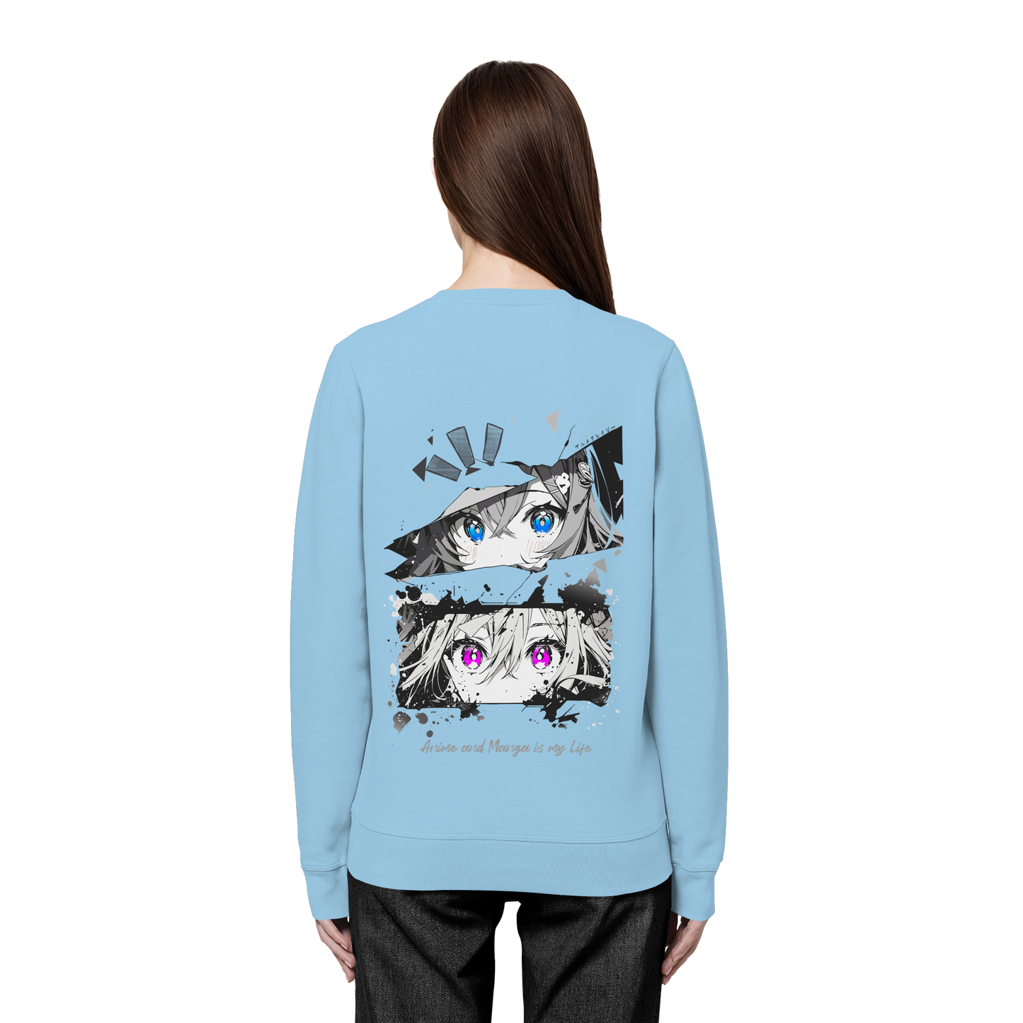 "Anime Eyes" Back - Organic Basic Unisex Sweatshirt