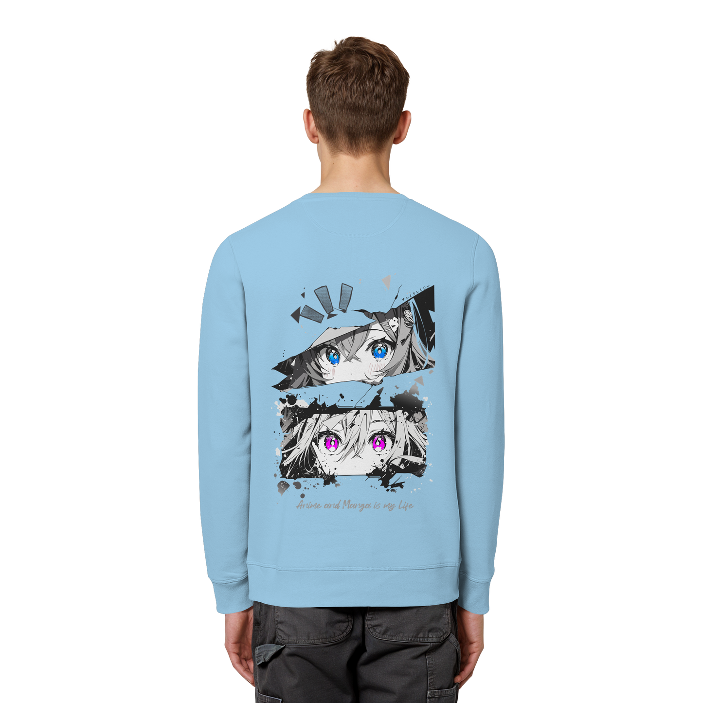 "Anime Eyes" Back - Organic Basic Unisex Sweatshirt