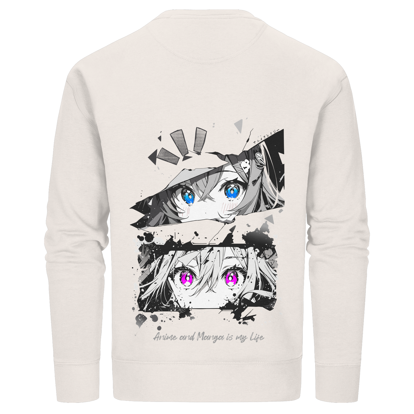 "Anime Eyes" Back - Organic Basic Unisex Sweatshirt