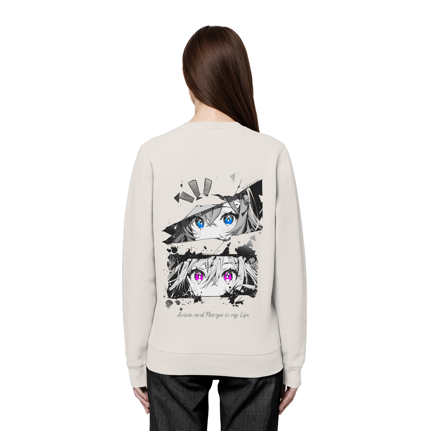"Anime Eyes" Back - Organic Basic Unisex Sweatshirt