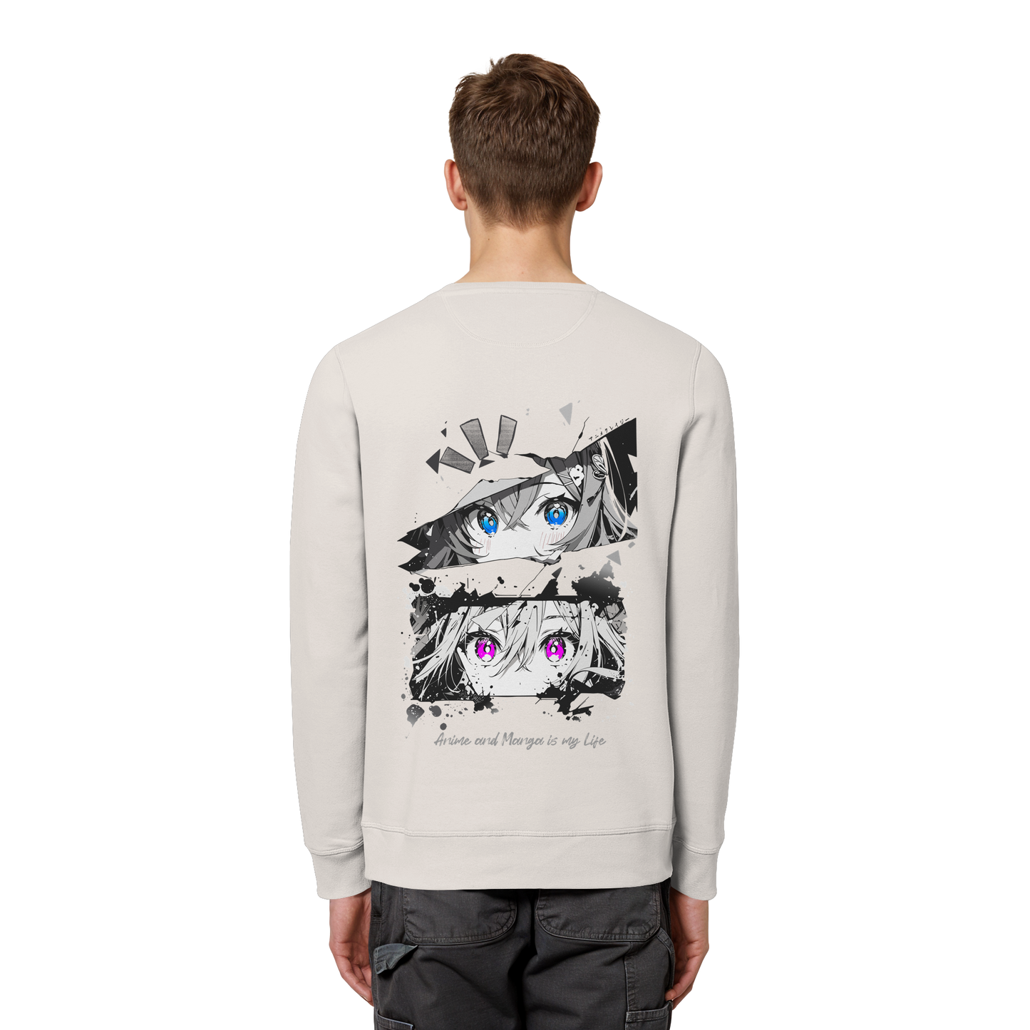 "Anime Eyes" Back - Organic Basic Unisex Sweatshirt