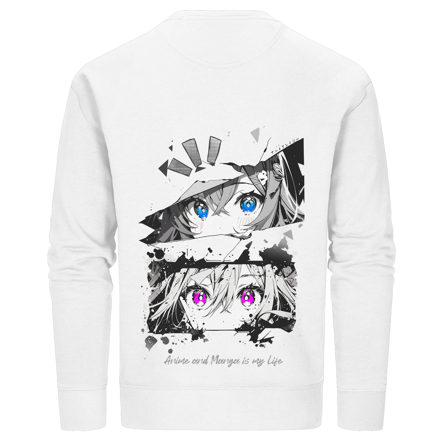 "Anime Eyes" Back - Organic Basic Unisex Sweatshirt