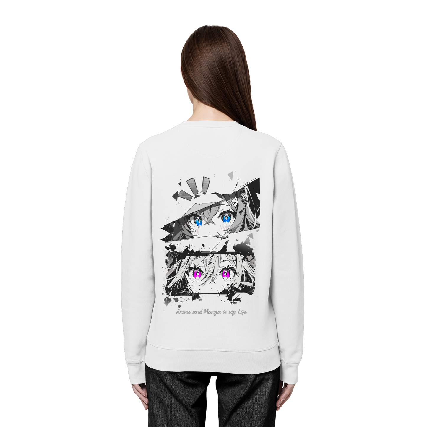 "Anime Eyes" Back - Organic Basic Unisex Sweatshirt