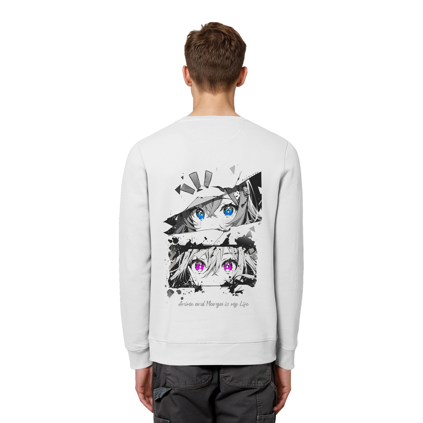 "Anime Eyes" Back - Organic Basic Unisex Sweatshirt