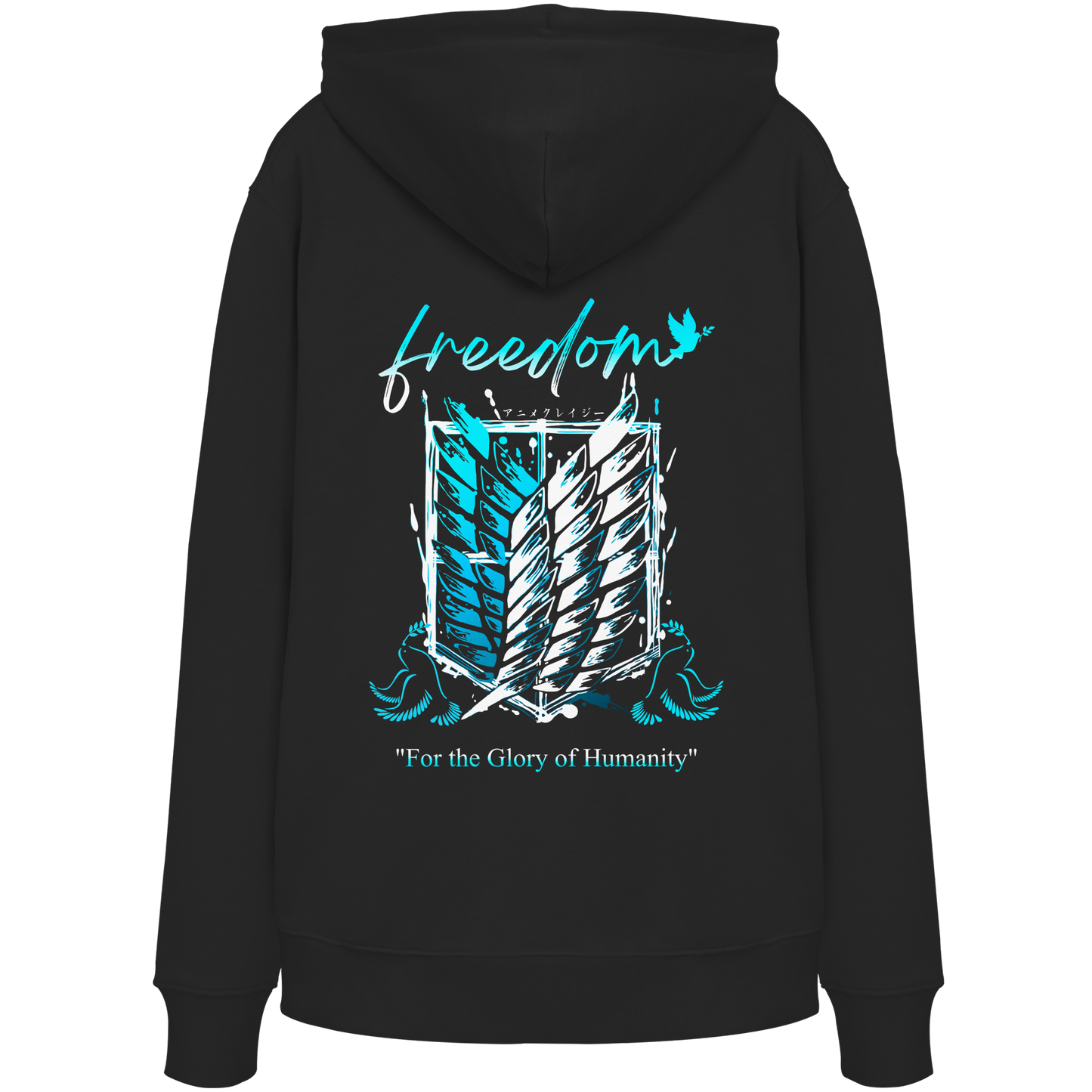"Blue Rebellion - Wings Of Hope" Back Organic Classic Hoodie