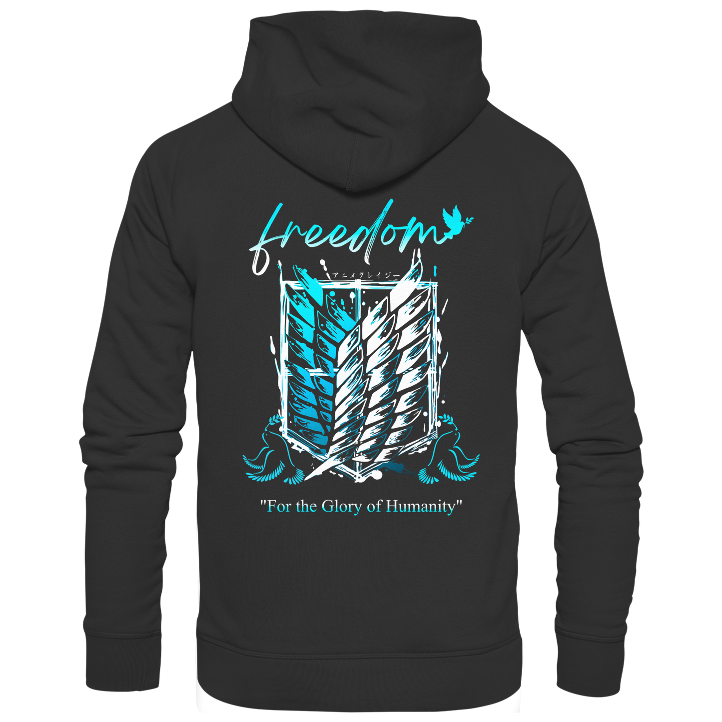 "Blue Rebellion - Wings Of Hope" Back Organic Classic Hoodie