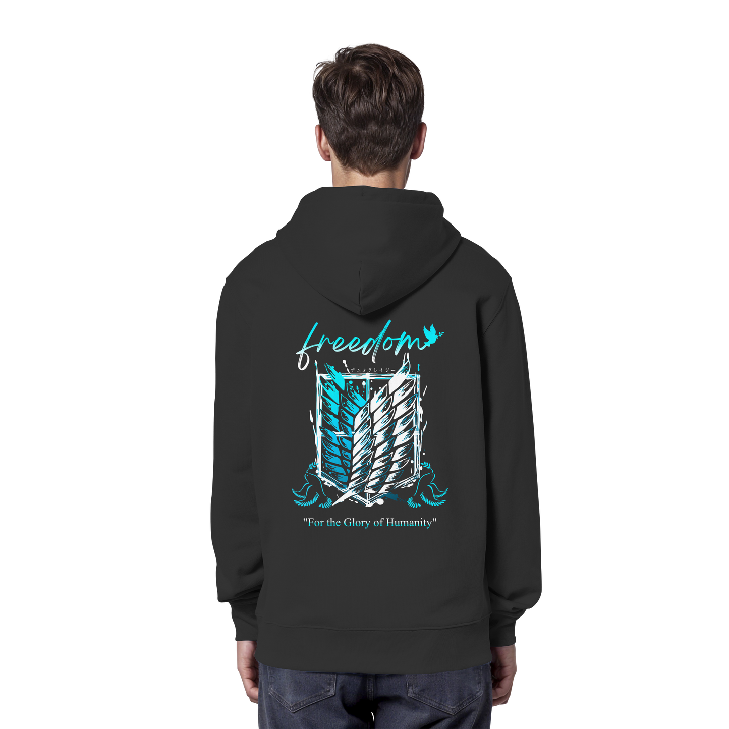 "Blue Rebellion - Wings Of Hope" Back Organic Classic Hoodie